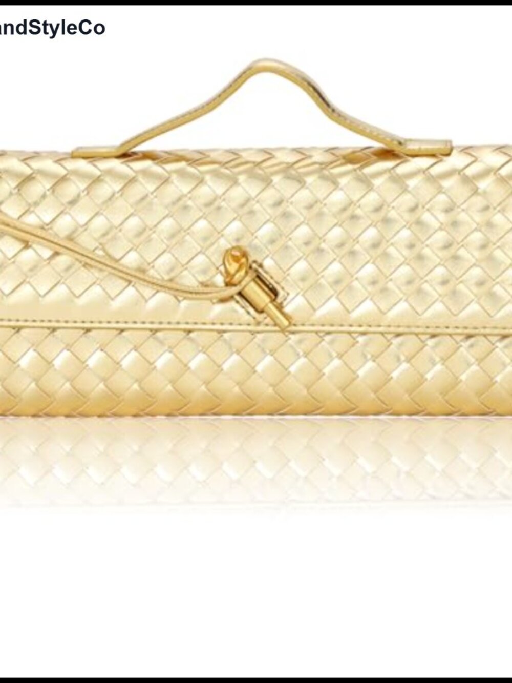 PU Leather Woven Clutch Evening Bag for Women